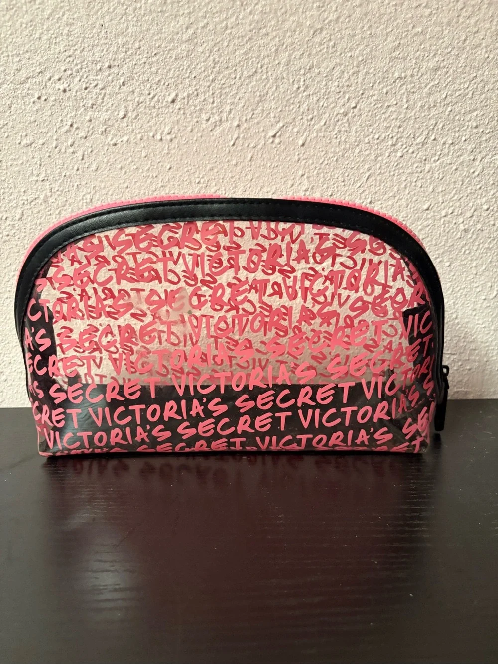 Victoria’s Secret Pink & Black Clear Cosmetic Makeup Travel Bag Pouch